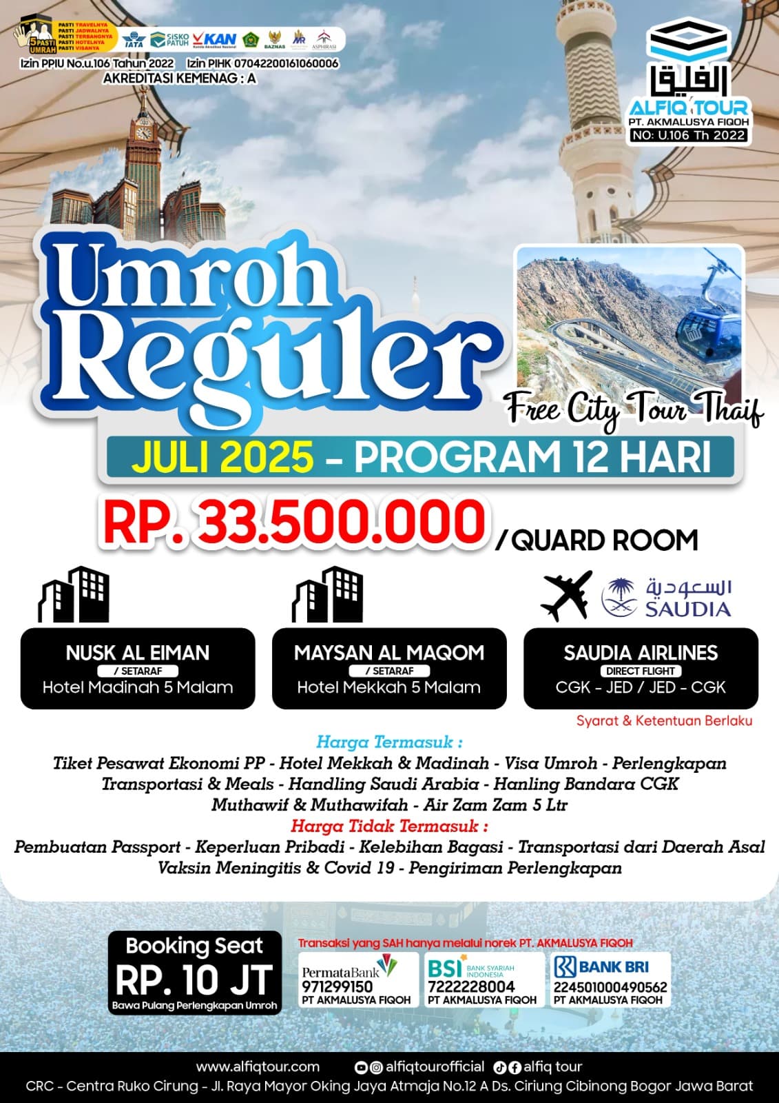 Umroh Murah Bulan Juli 2025 I Free Thaif